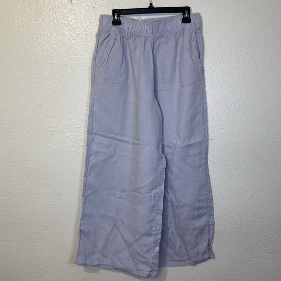 Sigrid Olsen Gray 100% Linen Wide Leg Pants Size Large Casual - Picture 1 of 8
